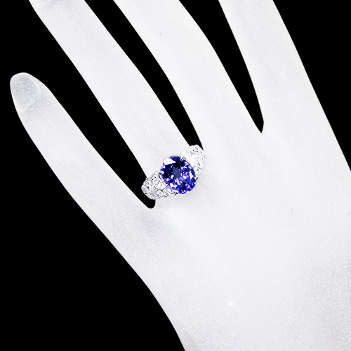 タンザナイト 4.0ct ダイヤモンド プラチナ リング(指輪)【品質保証書 