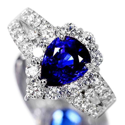 ブルーサファイア 2.2ct ダイヤモンド 1.0ct プラチナ(950) リング(指輪)【品質保証書/宝石鑑別書】