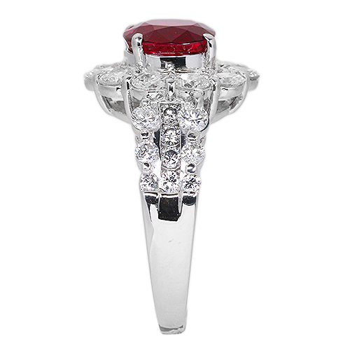 ピジョンブラッドルビー 2.1ct ダイヤモンド 2.1ct プラチナ リング