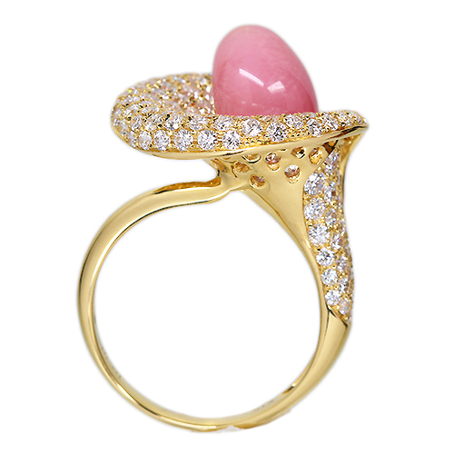 Courrèges 5粒パール ゴールドリング コンクパール 約5ct ダイヤモンド 2.0ctゴールド リング(指輪