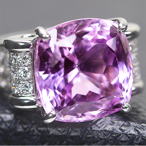 クンツァイト 21ct ダイヤモンド 1.2ct プラチナ リング(指輪)【品質