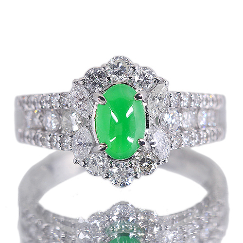 翡翠(ヒスイ) 0.7ct ダイヤモンド約 1ct プラチナ リング(指輪