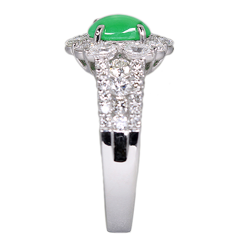 翡翠(ヒスイ) 0.7ct ダイヤモンド約 1ct プラチナ リング(指輪)【品質 