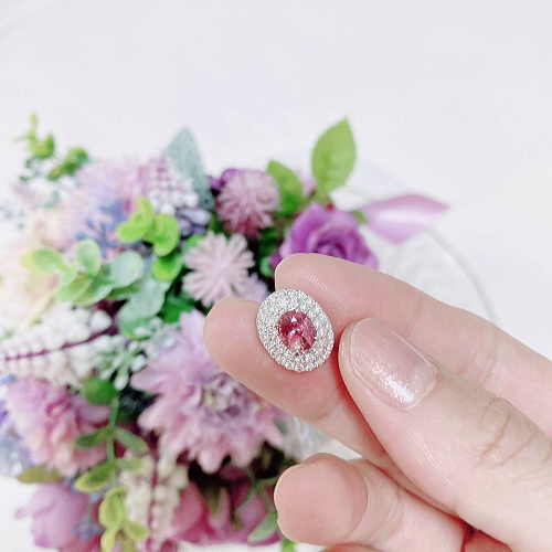 非加熱パパラチアサファイア 1.2ct ダイヤモンド 0.4ct プラチナ 
