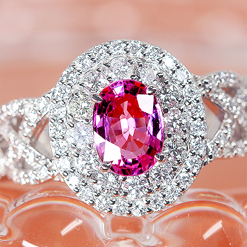 ピンクサファイア 1.0ct ダイヤモンド 0.7ct プラチナ950 リング(指輪 ...