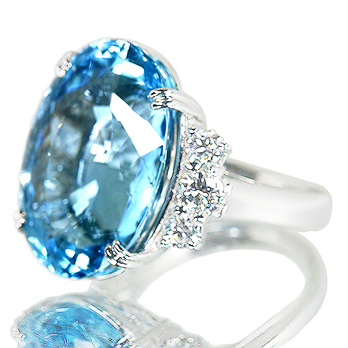 サンタマリアアクアマリン 16ct ダイヤモンド 0.7ct プラチナ サンタマリアアクアマリン 16ct ダイヤモンド 0.7ct プラチナ