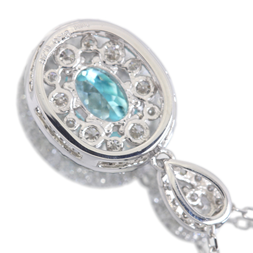 パライバトルマリン 0.45ct ダイヤモンド 0.4ct プラチナ ネックレス 