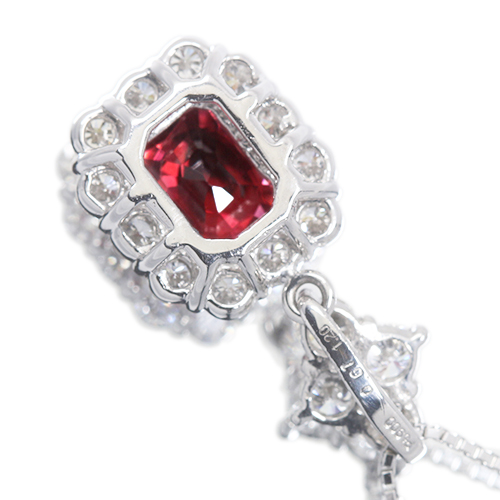 レッドスピネル 1.2ct ダイヤモンド 0.6ct プラチナ ネックレス レッドスピネル 1.2ct ダイヤモンド 0.6ct プラチナ ネックレス