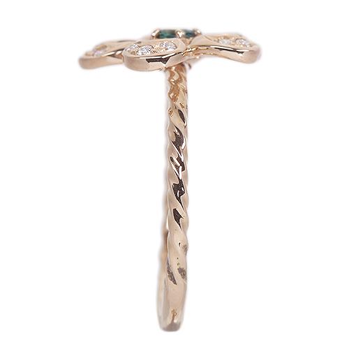 アレキサンドライト 0.1ct ダイヤモンド ピンクゴールド リング(指輪