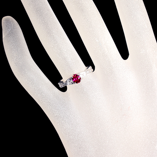 非加熱ピジョンブラッドルビー 0.36ct ダイヤモンド プラチナ リング 