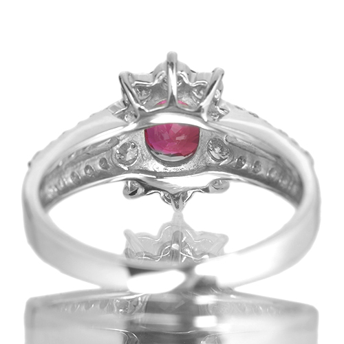 非加熱ルビー 1.1ct ダイヤモンド 0.7ct プラチナ(950) リング