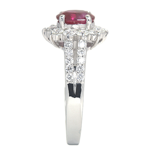 非加熱ルビー 1.1ct ダイヤモンド 0.7ct プラチナ(950) リング