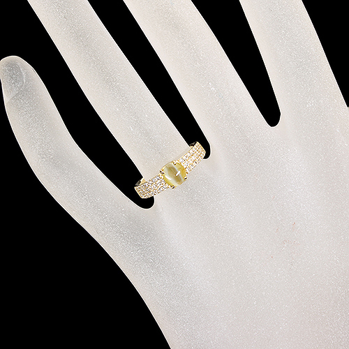 クリソベリルキャッツアイ 約1ct ダイヤモンド 0.3ctゴールド