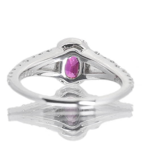 非加熱ピンクサファイア 0.8ct ダイヤモンド 0.4ct プラチナ リング 