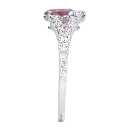非加熱ピンクサファイア 0.8ct ダイヤモンド 0.4ct プラチナ リング