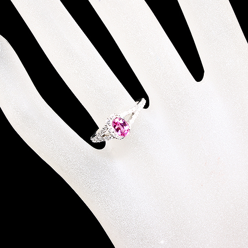 非加熱ピンクサファイア 0.8ct ダイヤモンド 0.4ct プラチナ リング