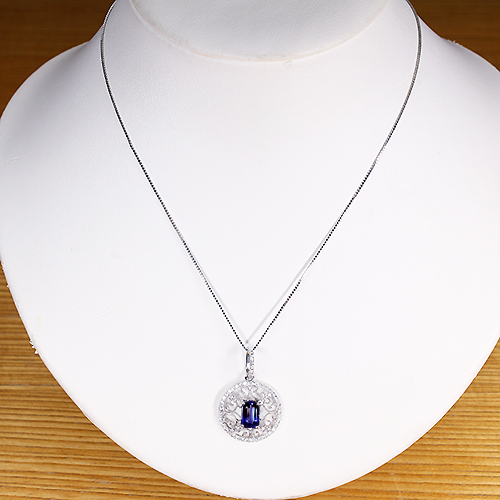 バイカラータンザナイト 1.6ct ダイヤモンド プラチナ ネックレス 