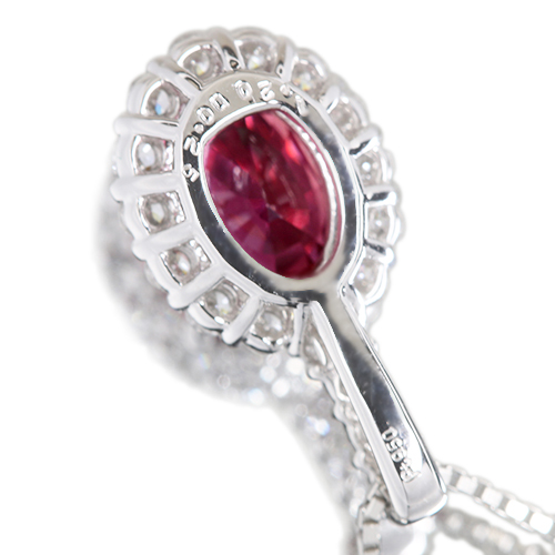 非加熱ルビー 1.2ct ダイヤモンド プラチナ950 ネックレス【品質保証書 
