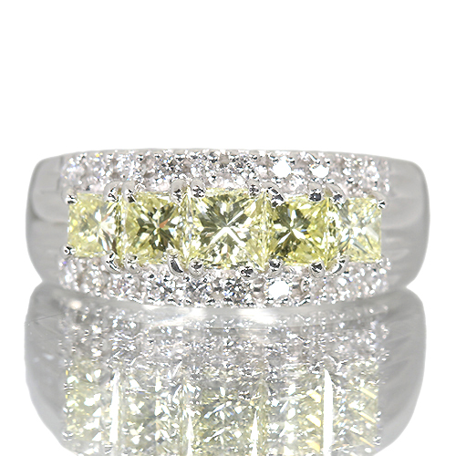 イエローダイヤモンド 1.05ct ダイヤモンド 0.2ct プラチナ 1000