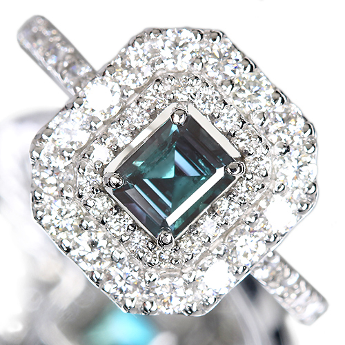 アレキサンドライト 0.7ct ダイヤモンド 0.8ct プラチナ 950 リング(指輪)【品質保証書/宝石鑑別書】