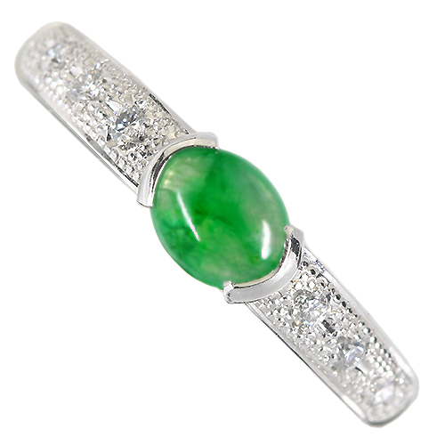 翡翠（ヒスイ） 0.4ct ダイヤモンド プラチナ リング(指輪)【品質