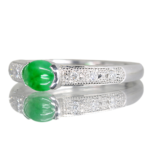翡翠（ヒスイ） 0.4ct ダイヤモンド プラチナ リング(指輪)【品質