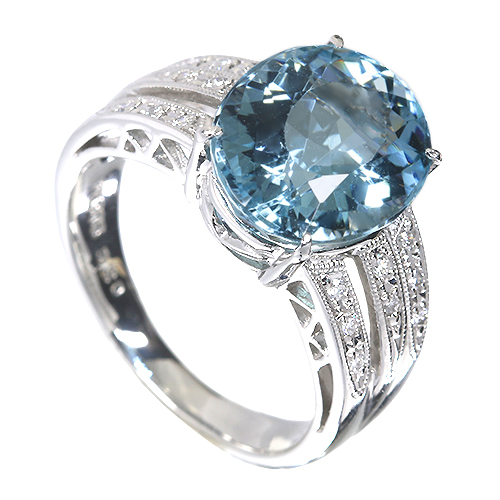 サンタマリアアクアマリン 5.2ct ダイヤモンドプラチナ リング(指輪 