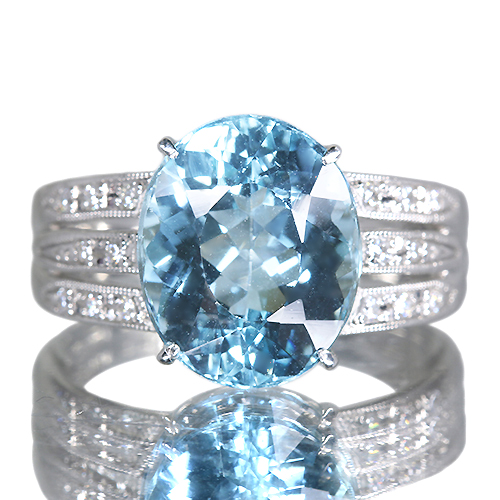 サンタマリアアクアマリン 5.2ct ダイヤモンドプラチナ リング(指輪 