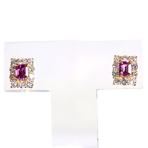 非加熱ピンクサファイア 0.6ct ダイヤモンド 0.6ct イエローゴールド ピアス【品質保証書/AIGS宝石鑑別書】 即納ジュエリー  ジュエリー通販リジュー | レアストーン・高級ジュエリーオンラインショップ