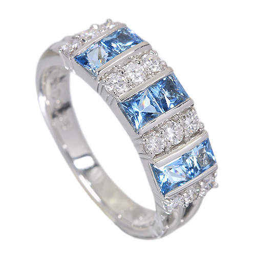 アクアマリン 0.8ct ダイヤモンド プラチナ リング(指輪)【品質保証書