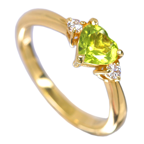 ペリドット 0.7ct ダイヤモンド イエローゴールド リング(指輪)【品質