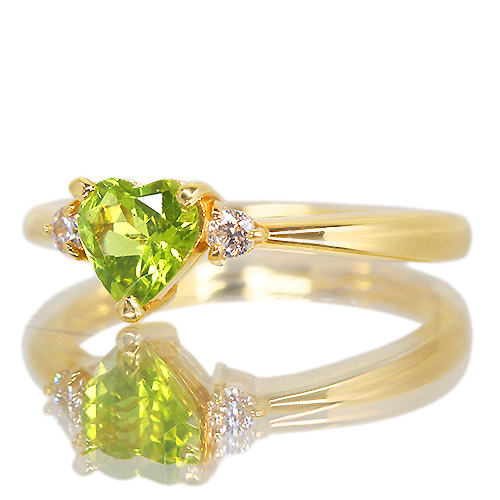 ペリドット 0.7ct ダイヤモンド イエローゴールド リング(指輪)【品質