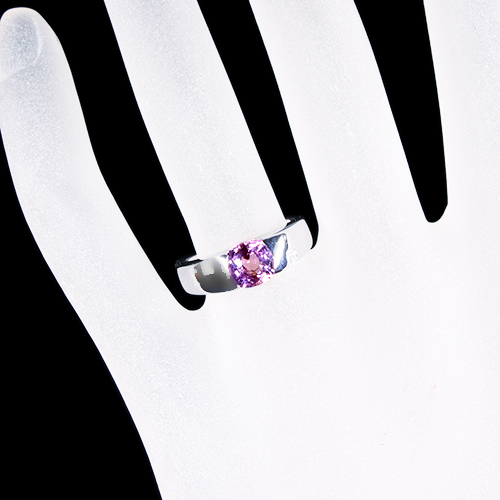 非加熱パープルサファイア 1.58ct ダイヤモンド プラチナ リング(指輪