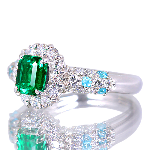 コロンビア産ノンオイルエメラルド 0.71ct ブラジル産パライバ