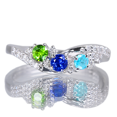 アウイナイト 0.12ct パライバトルマリン 0.07ct デマントイド