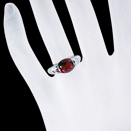 ガーネット 約3.5ct ダイヤモンド プラチナ リング(指輪)【品質保証書 ...