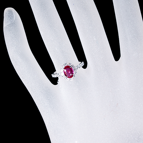 非加熱ルビー 1ct ダイヤモンド 0.5ct プラチナ リング(指輪)【品質 