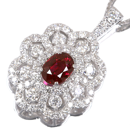 非加熱ピジョンブラッドルビー 1.0ct ダイヤモンド 1.0ct