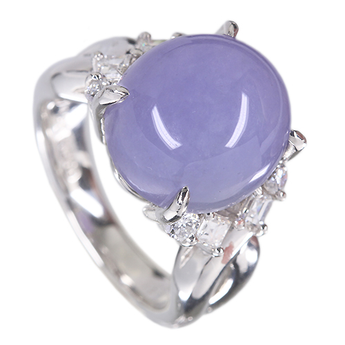 ラベンダー翡翠（ヒスイ） 11.3ct ダイヤモンド 0.5ct プラチナ リング