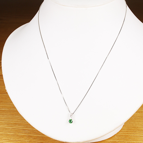 デマントイドガーネット 0.3ct ダイヤモンド プラチナ ネックレス