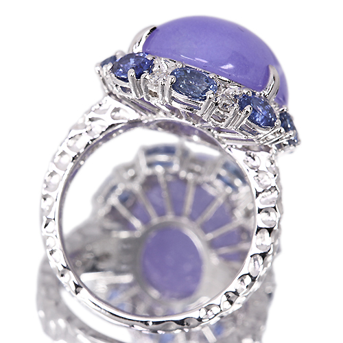 ラベンダー翡翠(ヒスイ) 15ct ブルーサファイア 2.2ct