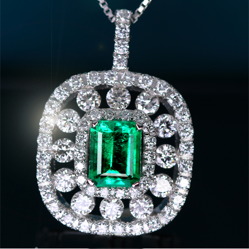 コロンビア産エメラルド(vivid grenn) 1.1ct ダイヤモンド 1.4ct プラチナ ネックレス【品質保証書/宝石鑑別書】 即納ジュエリー  ジュエリー通販リジュー | レアストーン・高級ジュエリーオンラインショップ