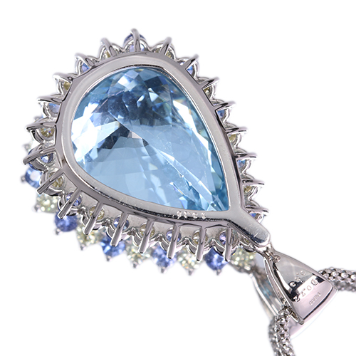 サンタマリアアクアマリン 13.1ct サファイア 0.8ct ダイヤモンド 0.7