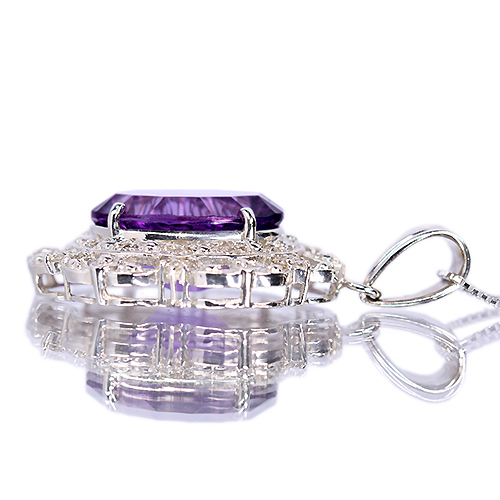 アメシスト 8ct ダイヤモンド 0.4ct プラチナ ネックレス【品質保証書 