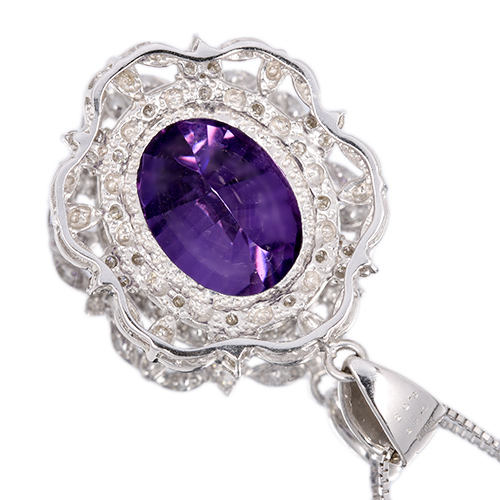 アメシスト 8ct ダイヤモンド 0.4ct プラチナ ネックレス【品質保証書 