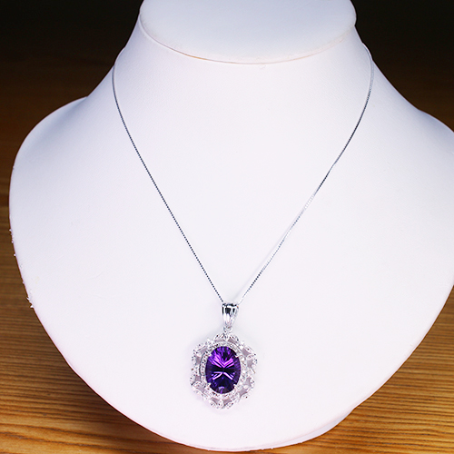 アメシスト 8ct ダイヤモンド 0.4ct プラチナ ネックレス【品質保証書 