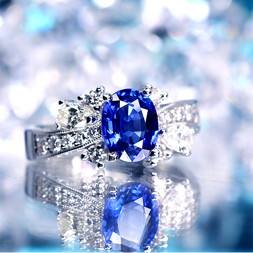 ブルーサファイア 1.3ct ダイヤモンド 0.7ct プラチナ リング(指輪 ...