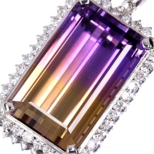 アメトリン 18ct ダイヤモンド 0.7ct プラチナ ネックレス【品質保証書