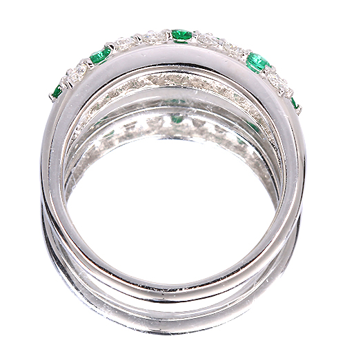 エメラルド 0.35ct ダイヤモンド 約0.6ct プラチナ リング(指輪)【品質