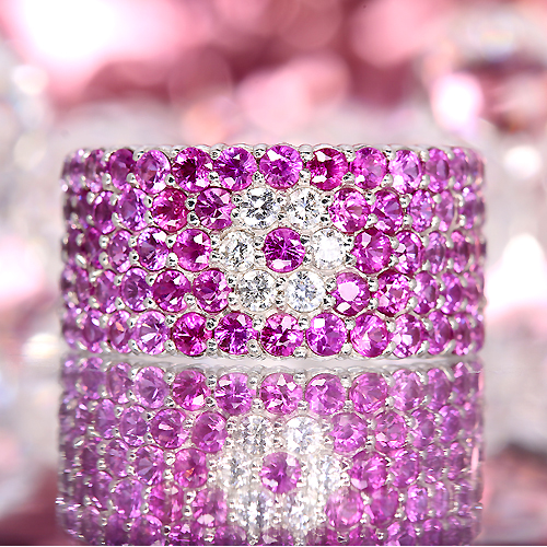 ピンクサファイア 3.4ct ダイヤモンド ホワイトゴールド リング(指輪